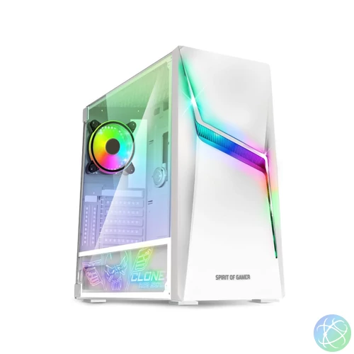 Spirit Of Gamer Clone 4 RGB Tempered Glass White gépház