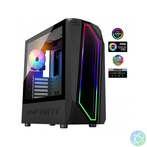 Spirit Of Gamer Intinity Dark Tempered Glass Black gépház