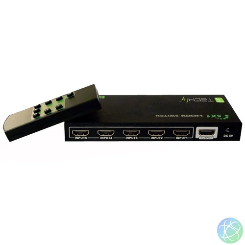 TECHLY  5 IN 1 OUT HDMI Switch with Remote Control