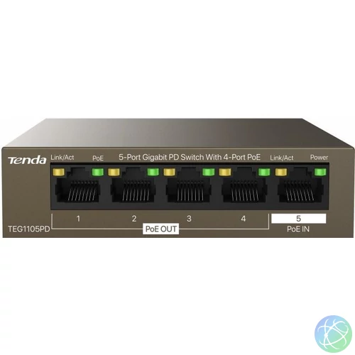 Tenda TEG1105PD 5-Port Gigabit PD Switch With 4-Port PoE Extender