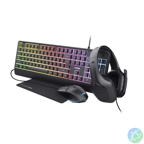 Trust GXT792 Quadrox 4in1 Gamer bundle Black HU billentyűzet