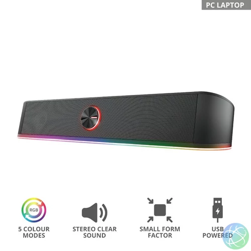 Trust GXT 619 Thorne RGB Illuminated Soundbar Black hangszóró