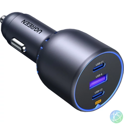 UGREEN 75W 3-Port Fast Car Charg Grey töltő