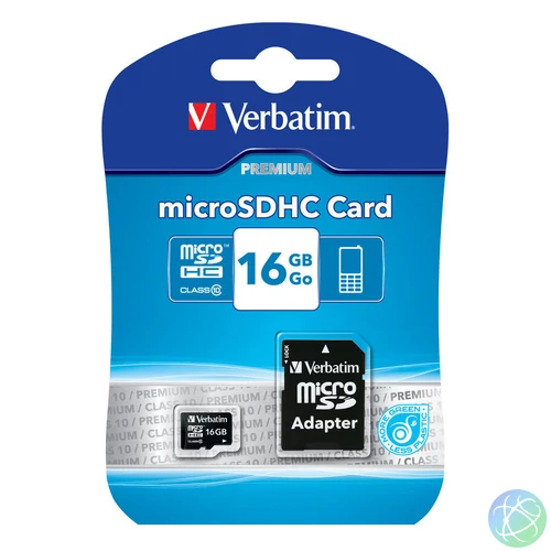 Verbatim 16GB microSDHC Premium Class10 + adapterrel memóriakártya