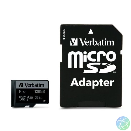 Verbatim 128GB microSDXC Pro Class 10 U3 V30 + adapterrel memóriakártya