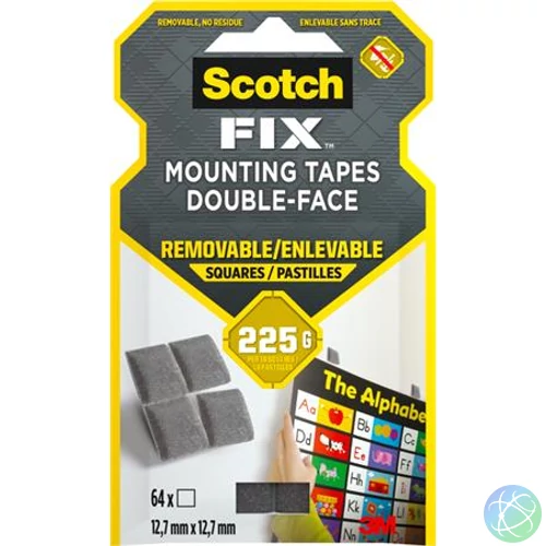 Ragasztó négyzetek, kétoldalas, eltávolítható, 12,7x12,7 mm, 3M SCOTCH "Removable"