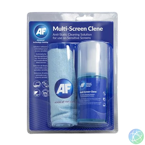 Tisztítófolyadék, képernyőhöz, mikroszálas nagy kendővel, pumpás, 200 ml, AF "Multi screen-clene"