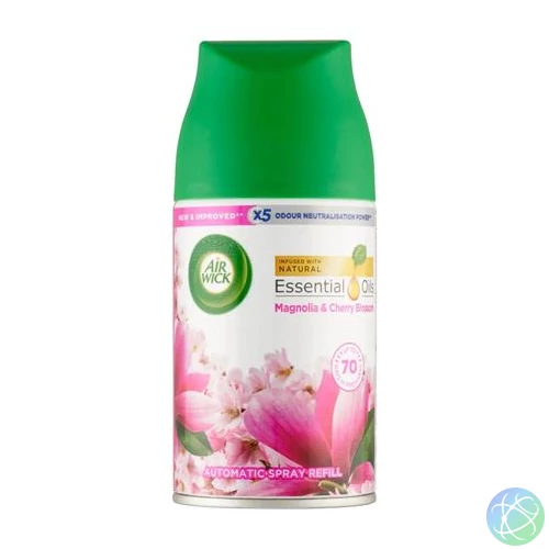 Illatosító készülék utántöltő, automata, 250 ml, AIR WICK "Freshmatic", magnólia és cseresznye