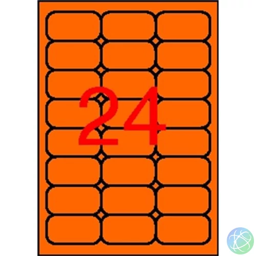 Etikett, 64x33,9 mm, színes, kerekített sarkú, APLI, neon narancs, 480 etikett/csomag