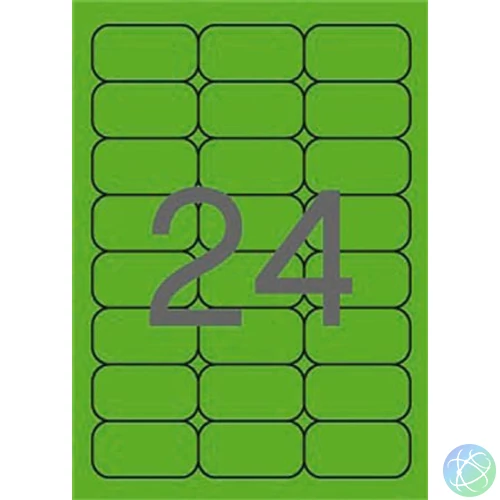 Etikett, 64x33,9 mm, színes, kerekített sarkú, APLI, neon zöld, 480 etikett/csomag