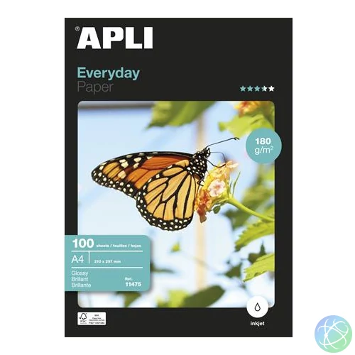 Fotópapír, tintasugaras, A4, 180 g, fényes, APLI "Everyday"