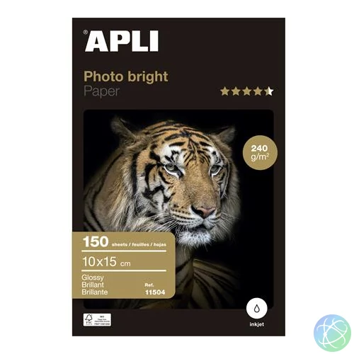 Fotópapír, tintasugaras, 10x15 cm, 240 g, fényes, APLI "Photo Bright"