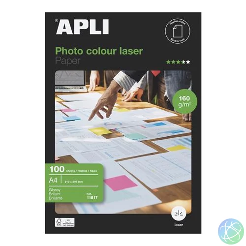 Fotópapír, lézer, A4, 160 g, fényes, kétoldalas, APLI "Premium Laser"