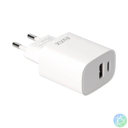Hálózati töltő, USB-A + USB-C, 20W, AVAX "CH320 Speedy", fehér