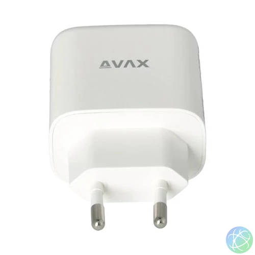 Hálózati töltő, GaN, USB-A + USB-C, AVAX "CH360 Speedy", fehér