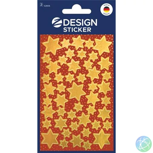 Matrica, 2 ív, 76x120 mm, AVERY ZWECKFORM, "Z-Design No.52806", arany csillagok