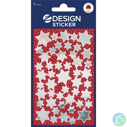 Matrica,  2 ív, 76x120 mm, AVERY ZWECKFORM, "Z-Design No.52812", ezüst csillagok
