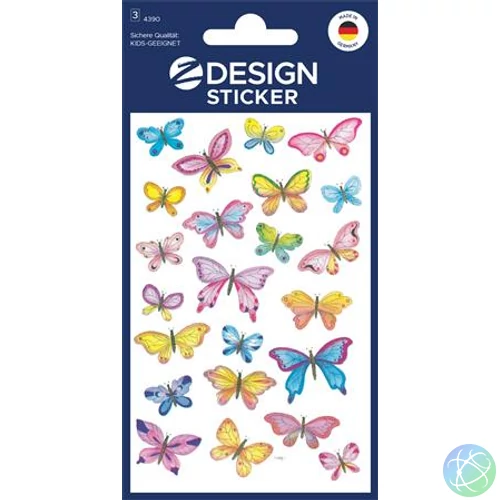 Matrica, papír, 3 ív, 76x120 mm, AVERY ZWECKFORM, "Z-Design No.4390", pillangók