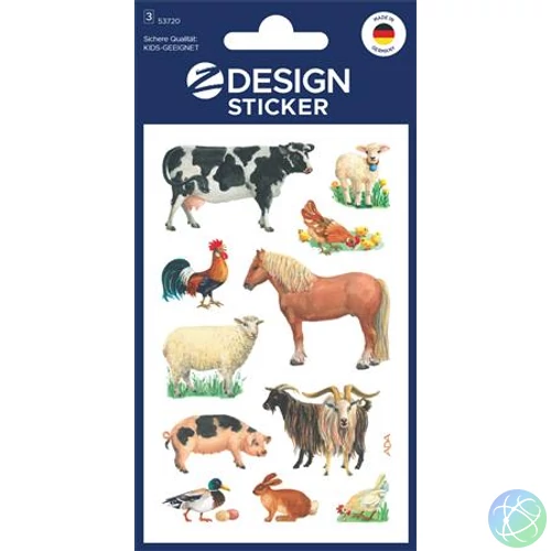 Matrica, papír, 3 ív, 76x120 mm, AVERY ZWECKFORM, "Z-Design No.53720", háziállatok
