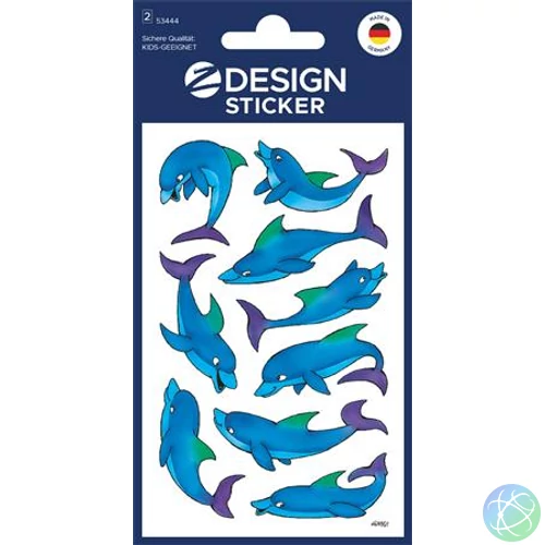 Matrica, papír, 2 ív, 76x120 mm, AVERY ZWECKFORM, "Z-Design No.53444", csillogó delfinek