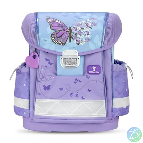 Iskolatáska, fémcsat, BELMIL "Classy Purple Blue Butterfly", pillangó