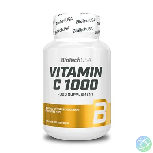 Étrend-kiegészítő tabletta, 30 tabletta, 1000mg C-vitaminnal, BIOTECH USA