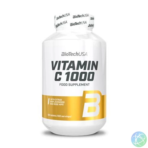 Étrend-kiegészítő tabletta, 100 tabletta, 1000mg C-vitaminnal, BIOTECH USA