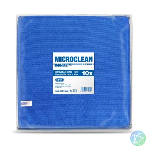 Törlőkendő, mikroszálas, univerzális, 10 db, 32x32 cm, BONUS "MicroCLEAN", kék