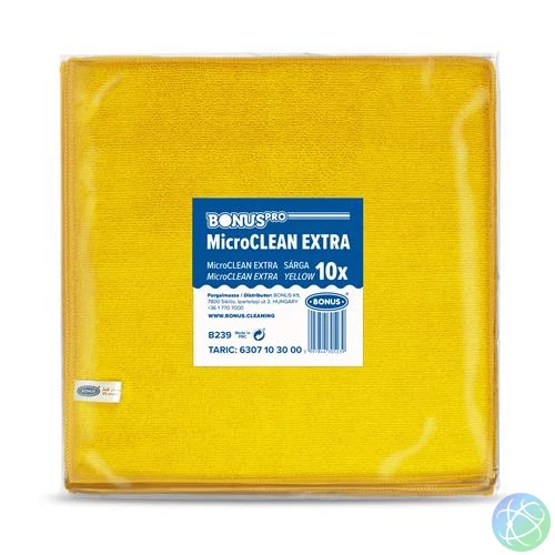 Törlőkendő, mikroszálas, univerzális, 10 db, 40x40 cm, BONUS "MicroCLEAN Extra", sárga
