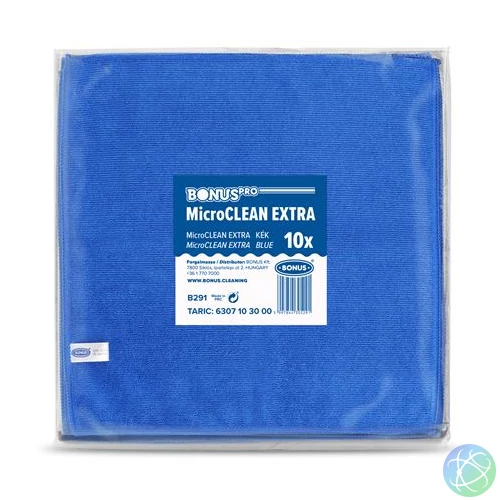 Törlőkendő, mikroszálas, univerzális, 10 db, 40x40 cm, BONUS "MicroCLEAN Extra", kék