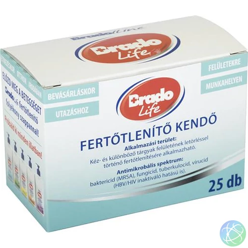 Fertőtlenítő kendő, 25 db, BRADOLIFE