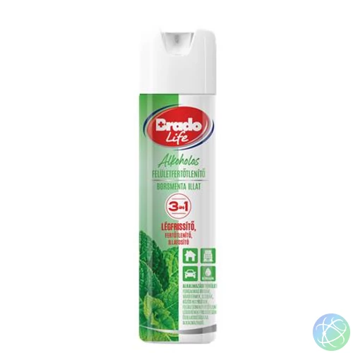 Felületfertőtlenítő és légfrissítő spray, 300 ml, BRADOLIFE, borsmenta