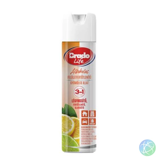 Felületfertőtlenítő és légfrissítő spray, 300 ml, BRADOLIFE, gyümölcs