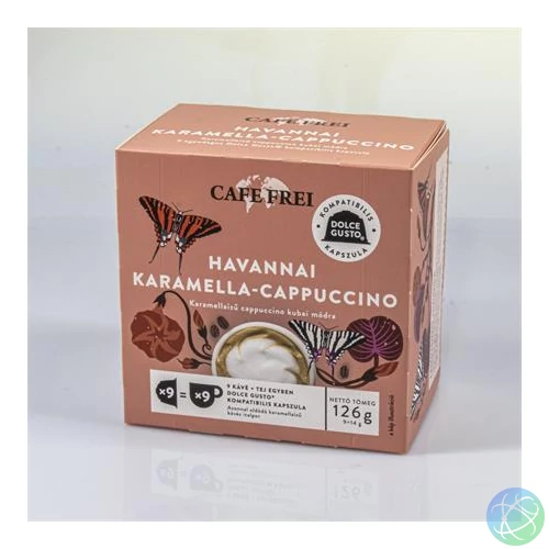 Kávékapszula, Dolce Gusto kompatibilis, 9 db, CAFE FREI "Havannai karamella-cappuccino"