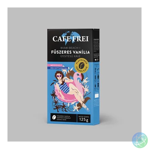 Kávé, pörkölt, szemes, 125 g, CAFE FREI "Miami vanília" fahéjjal és szerecsendióval