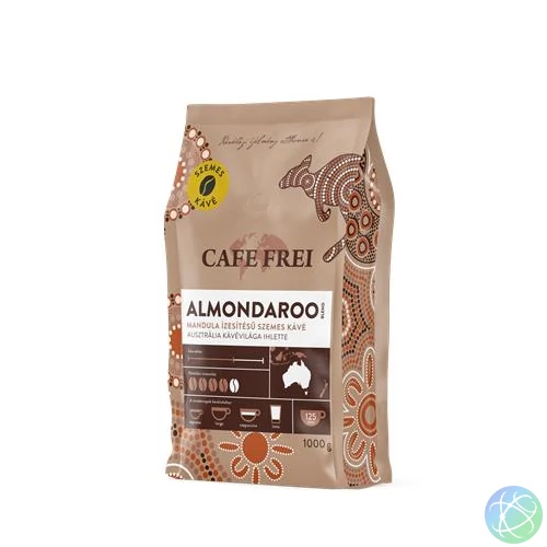 Kávé, pörkölt, szemes, 1000 g, CAFE FREI "Almondaroo" mandulás