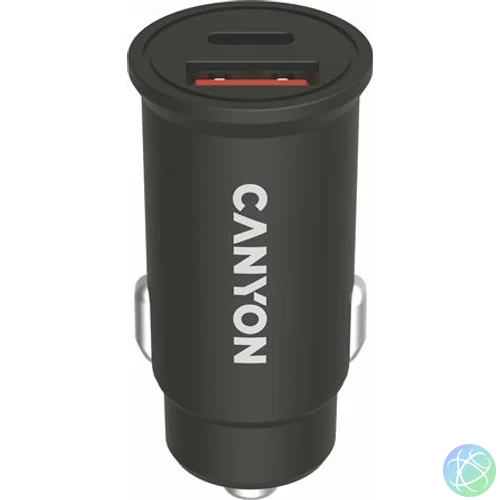 Autós töltő, USB-C/USB-A, QC 3.0 18W, PD 30W, CANYON "C-20B03"