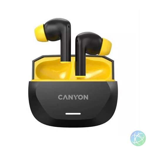 Fülhallgató, TWS vezeték nélküli, Bluetooth 5.4, CANYON "Hexagon 7", fekete-sárga