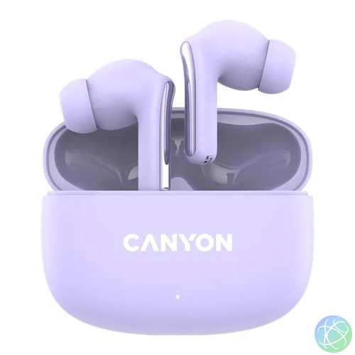 Fülhallgató, TWS vezeték nélküli, Bluetooth 5.4, CANYON "OnGo 9", levendula