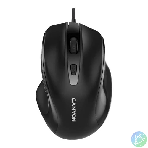 Egér, vezetékes, optikai, USB, CANYON "M-6", fekete