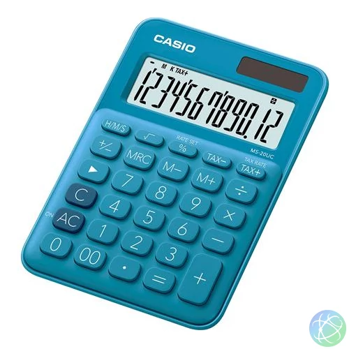 Számológép, asztali, 12 számjegy, CASIO, "MS 20 UC", kék