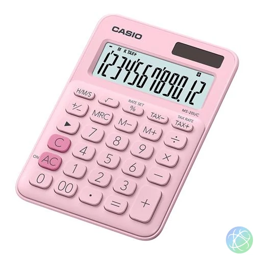 Számológép, asztali, 12 számjegy, CASIO, "MS 20 UC" rózsaszín