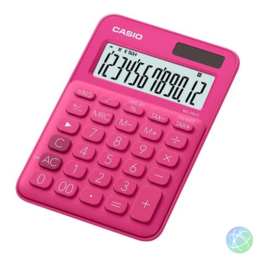 Számológép, asztali, 12 számjegy, CASIO, "MS 20 UC", magenta
