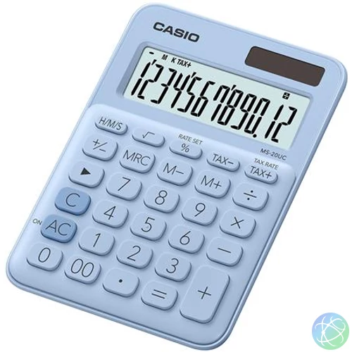 Számológép, asztali, 12 számjegy, CASIO, "MS 20 UC", világoskék