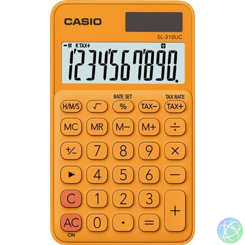 Zsebszámológép, 10 számjegy, CASIO "SL 310", narancs