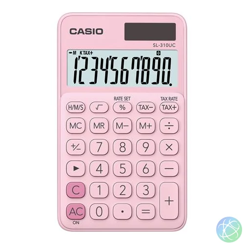 Zsebszámológép, 10 számjegy, CASIO "SL 310K", világos rózsaszín