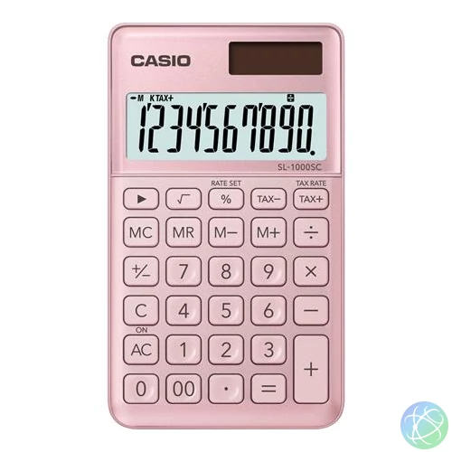 Zsebszámológép, 10 számjegy, CASIO "SL 1000", világos rózsaszín