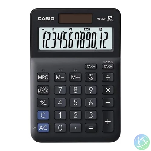 Számológép, asztali, 12 számjegy, CASIO, "MS-20 F", fekete