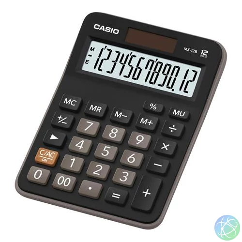 Számológép, asztali, 10 számjegy, CASIO "MX 12B", fekete