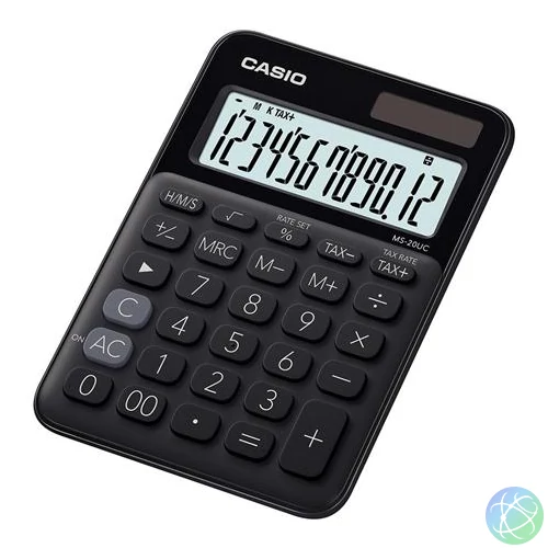 Számológép, asztali, 12 számjegy, CASIO, "MS 20 UC", fekete